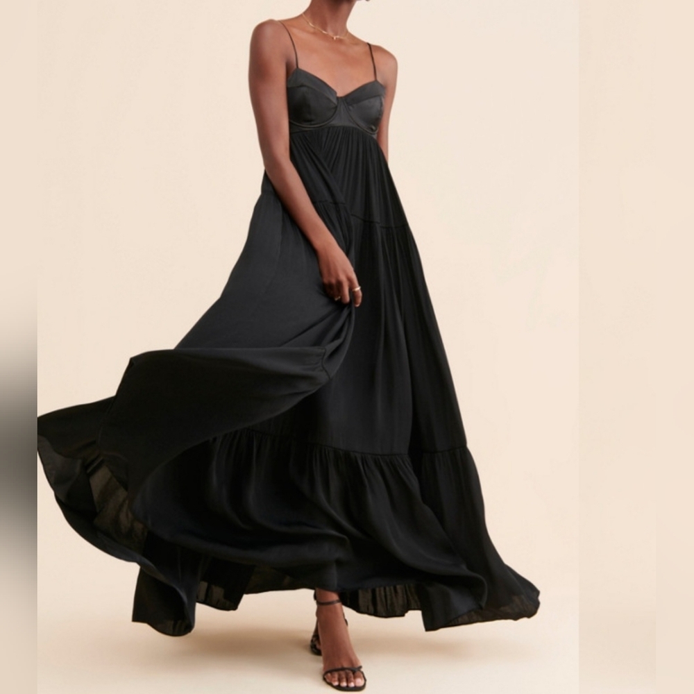 Free People Black Maxi Dress with Spaghetti Straps